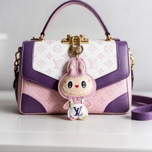 Premium Real Leather Labubu Keychain POP MART Luxury Collectible